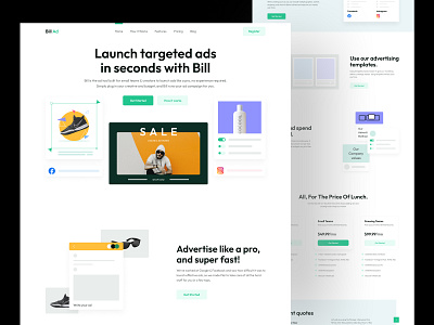 Ad Tool Landing Page Design - BillAd ad tool design design landing page landing page design uihut uiux design web design web resources website design