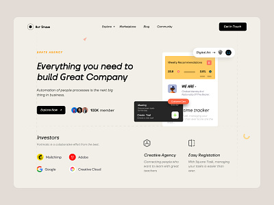 Agency Header - Hut Studio 2022 design design hut header header 2022 header design ui design resource uihut uiux design web design website design