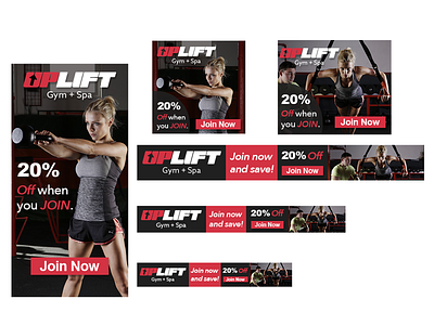 Uplift web display ads branding design display ads gym photoshop web web ads web design