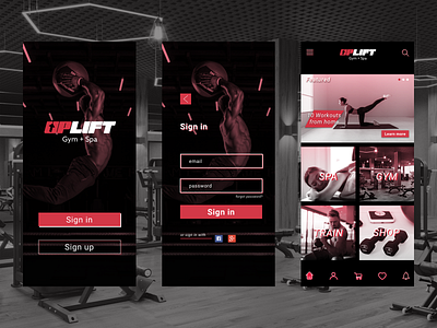 Gym + Spa App branding design gym app mobile sign in sign up sketch app sketchapp ui ui design ux vector web