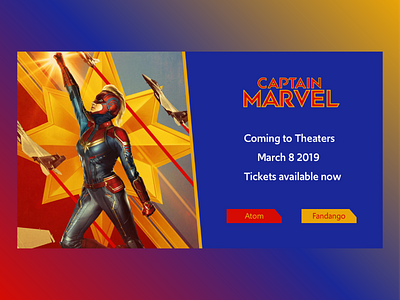 Captain Marvel Web Ad Banner Concept ad banner branding captain marvel comic book design movie promotion sketch app ui ux vector web