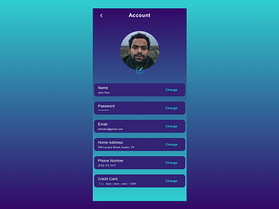 Account Settings account account settings branding design gradient sketch app ui ux web