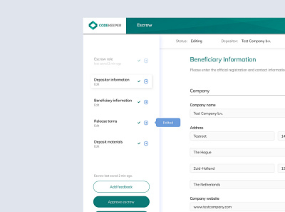 Codekeeper app app desktop escrow fintech legal tech ui design ux design