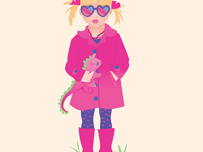 Glamour Girl adobe illustrator dinosaur girl glamour illustration illustrator cc little girl portrait illustration toy vector