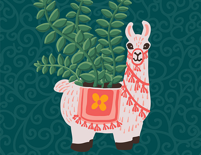 Llama Succulent Planter adobe illustrator design doodle houseplant illustration illustrator cc llama succulent vector