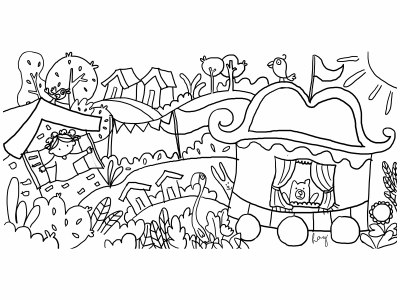 Caravan Circus Doodle doodle illustration