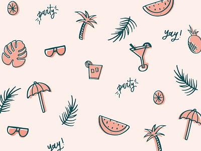 summertime. cocktails drink illustration fruit hand drawn icon design illustration summer