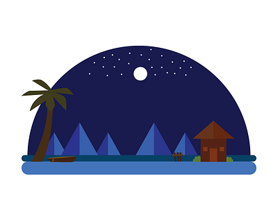 Night scenery 2d design dribbble flat graphic illustration illustrator landscape minimal nature