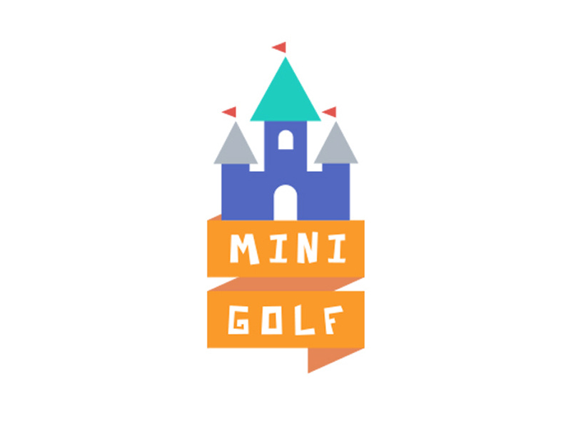 Mini Golf Event Logo ribbon castle event identity branding logo golf mini