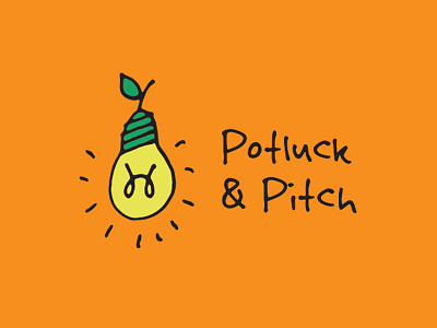 Potluck & Pitch and design graphic handdrawn logo pitch potluck pun visual