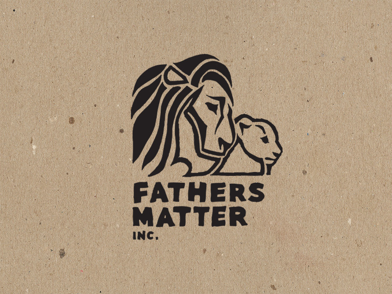 Non-Profit Logo father cub lion hand drawn design logo non-profit