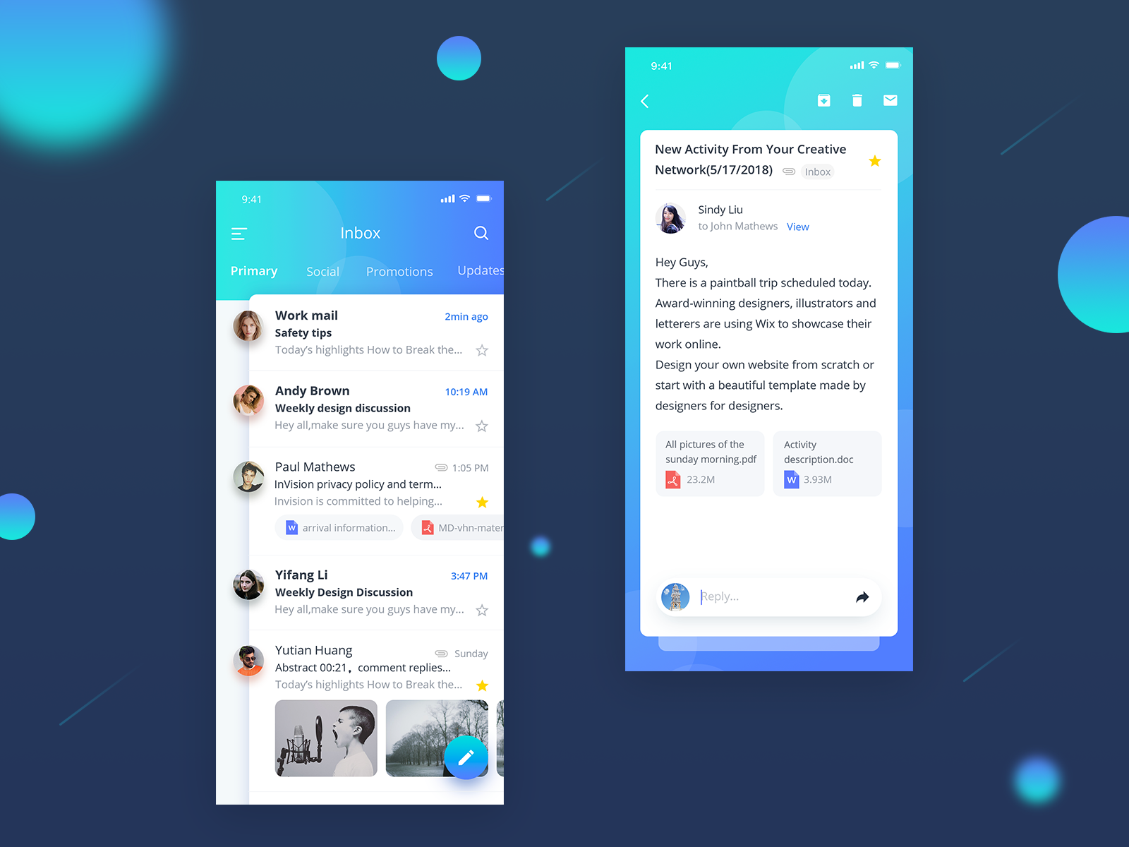 Mail App by Sindy for One Pixel on Dribbble