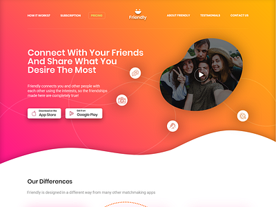 Friendly app design gradient modern onepage photoshop ui ux