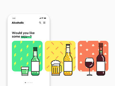 Alcoholic 92labs 92pixeler alcoholic app beer gui mobile soju ui uiux wine