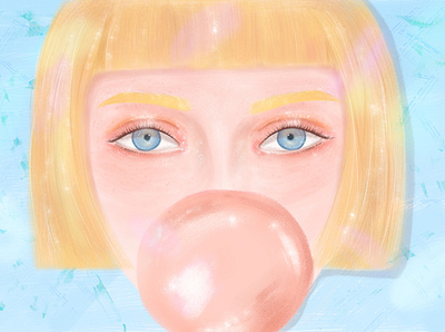 Practice amazing blue eyes bubblegum cool design drawing girl photoshop yellow