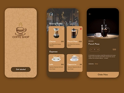 Coffee shop mobile App adobe xd app art chemex cofe coffe coffee design drink ecommerce espresso french french press iphone latte order shop sketch ui ux