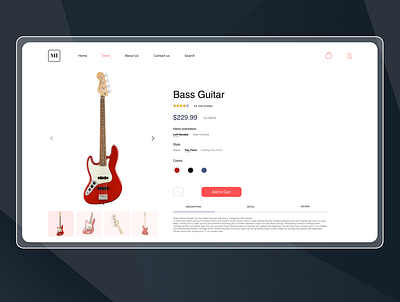 product page design ecommerce guitar instrument landingpage minimal music product page ui ux webiste