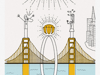 Gettin' Hitched illustration line ring san francisco