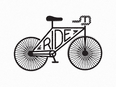 Ride bike design editorial illustration lettering ride