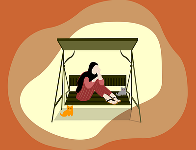 the girl with meow design girl girl illustration illustration meow orange