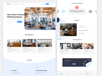 Co-working space landing page adobe xd coworking coworking space homepage landing page landing page ui office ui design ui ux ux design webdesign website website design workspace workspaces