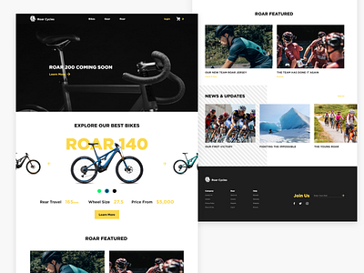 Roar cycles landing page