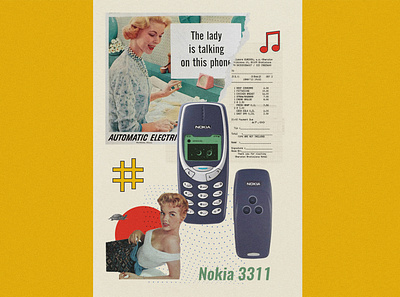 Nokia 3311 collage design hashtag oldschool photocollage photoshop retro retro style