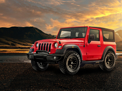 New Mahindra Thar 2020 modified to jeep wrangler 2020 automobile automotive design concept design hardtop india indian jeep mahindra modification modified new offroad photoshop red red jeep redesign redesign concept wrangler