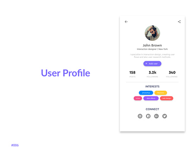 Daily UI #006 app daily ui challange design flat ui user user account user profile