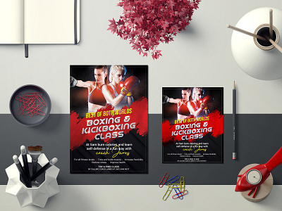 Kickboxing Poster body boxing branding design fitness girl graphic gym health illustration print product template workout