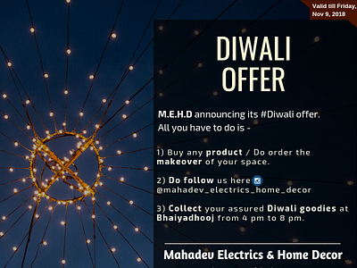 M.E.H.D Diwali_Offer advertisements branding design diwali festivals india offers smm