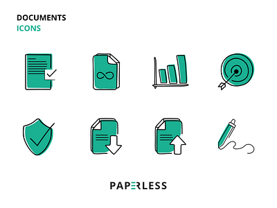 Paperless - icons branding design document flat icon icon set iconography illustration minimal vector