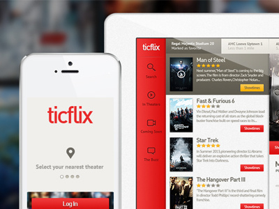 ticflix Mobile Application ios ipad mobile movies tickets user interface web