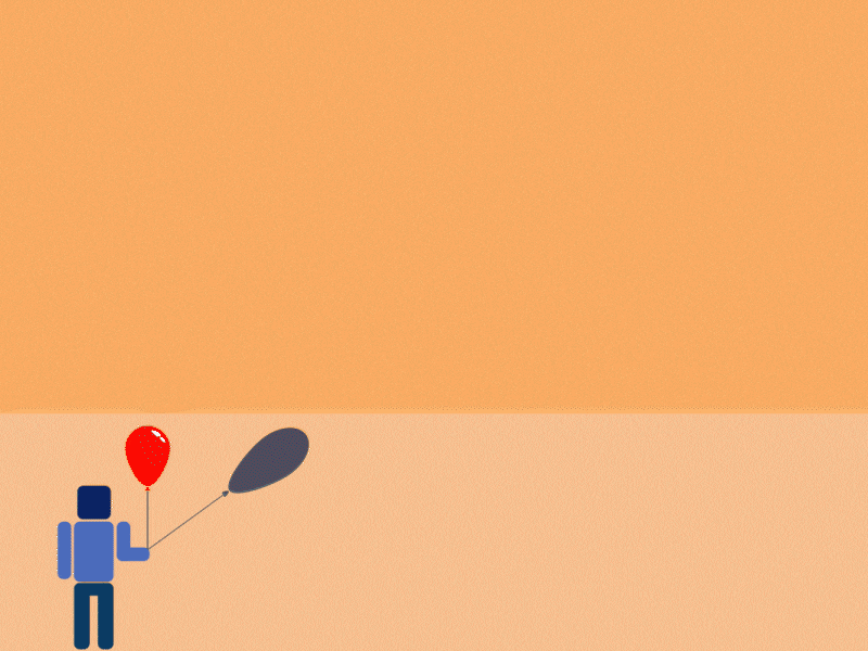 Ballon's shadow animation balloon bicolor blue character motion orange shadow