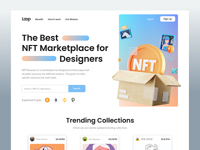 NFT concept design 3d crypto cryptocurrency marketplace nft ui ux website