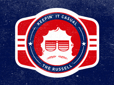 The Russell badge logo mustache sunglasses