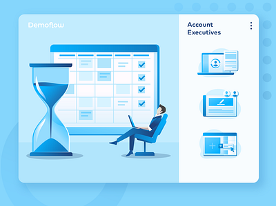 Demoflow - Account Executives 2d art characterdesign deadline hourglass illustration schedule task management time management vector