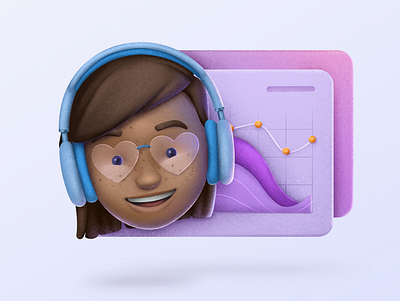 Profile - Client Card 2d art air pods airpods max characterdesign client base clinic custom emoji flat illustration girl character graph hearing aids hearing test illustration procreate profile random user texture user avatar