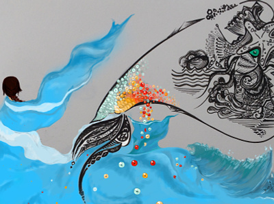SeAquins digital illustration digital painting mixedmedia ocean sequins