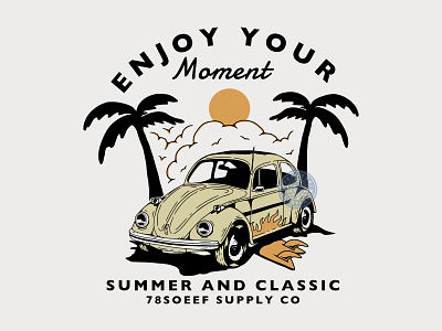 Enjoy your moment handdrawn badge design apparel artwork badge design branding brandmerch car vw clothing design handdrawn design illustration merchandise patch design retro design vintage design