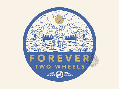 Forever two wheels badge design Illustration