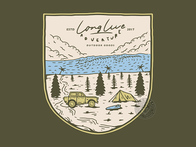 Long live adventure badge design Illustration