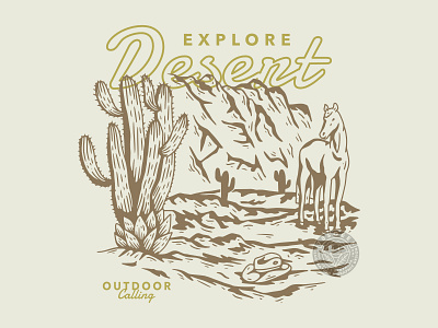 Explore desert handdrawn illustration