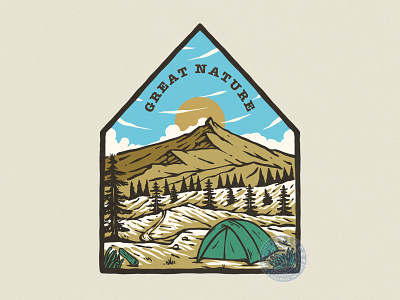 Camping Nature Badge Illustration