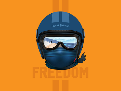 Freedom calling biker cafe racer freedom helmet illustration mountains road trip