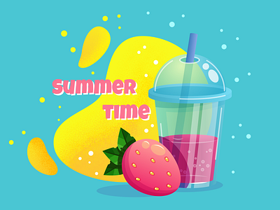 Summer time 2d ai art cartoon design illustration vector