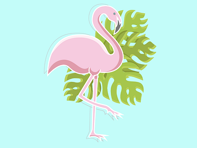 Flamingo 2d ai art cartoon design flamingo flat illustration illustrator vector