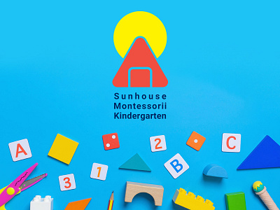 Sun house Montessorii Kindergarten Logo Design branding child design graphic design kid kindergarten logo montessorii vector