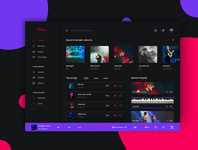 Music Player app dashboard design dashboard ui ui uiux ux web design