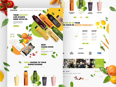 Clean Juice Web Design Direction branding design franchise health juice logo ui ux website wellness wordpress